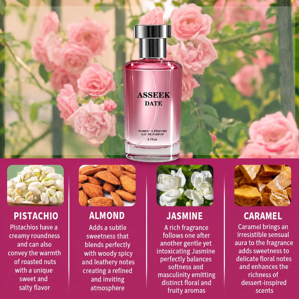 ASSEEK DATE Long-Lasting Eau De Perfume - 80ml Vanilla Gourmet (Caramel Vanilla Flavor) - Perfect for Back to School